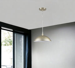 Silver Metal Hanging Light with Dome Shade - Homeroots