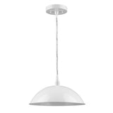 White Metal Hanging Light with Dome Shade - Homeroots