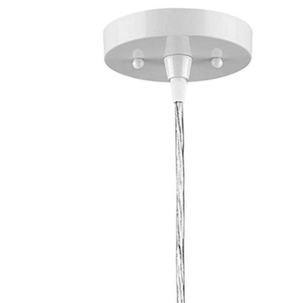 White Metal Hanging Light with Dome Shade - Homeroots - Flyclothing LLC