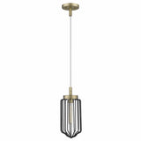 Gold and Black Metal Cage Pendant Hanging Light - Homeroots