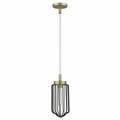 Gold and Black Metal Cage Pendant Hanging Light - Homeroots