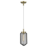 Gold and Black Metal Cage Pendant Hanging Light - Homeroots
