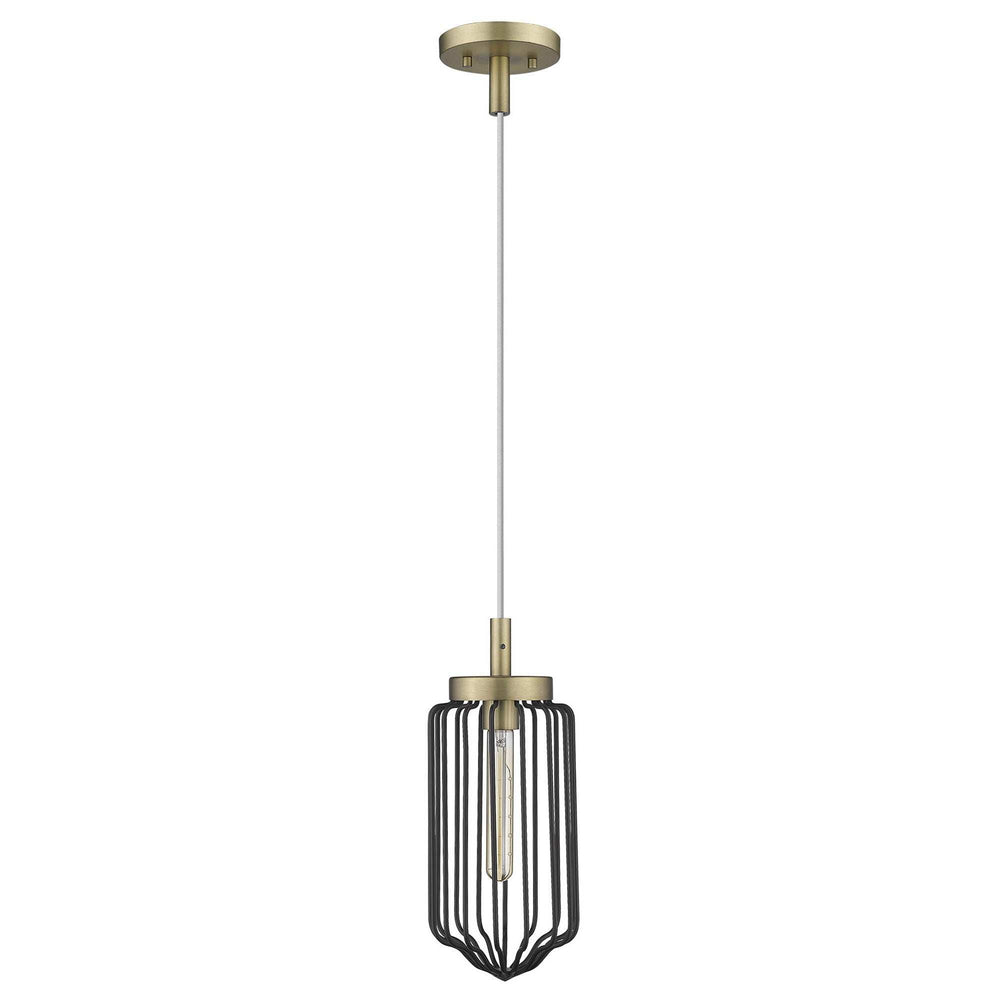Gold and Black Metal Cage Pendant Hanging Light - Homeroots - Flyclothing LLC