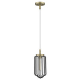 Gold and Black Metal Cage Pendant Hanging Light - Homeroots