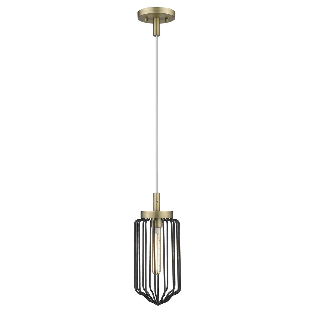 Gold and Black Metal Cage Pendant Hanging Light - Homeroots - Flyclothing LLC
