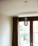 Gold and Black Metal Cage Pendant Hanging Light - Homeroots