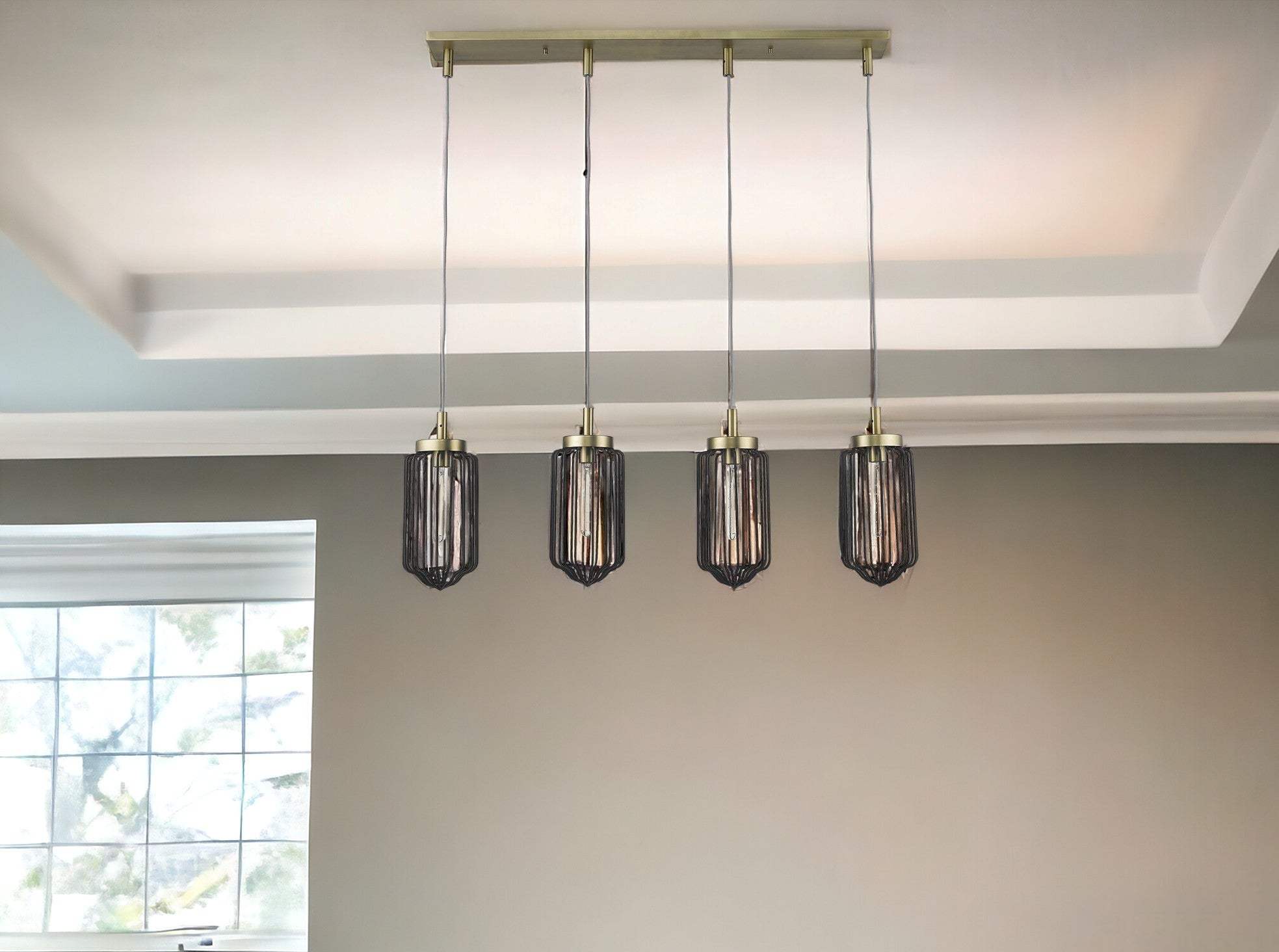 Reece 4-Light Aged Brass Island Pendant - Homeroots - Flyclothing LLC