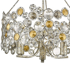Silver Three Light Metal and Crystals Dimmable Chandelier With Silver Shades - Homeroots