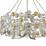 Silver Shaded Four Light Metal and Crystals Dimmable Chandelier With Silver Shades - Homeroots