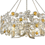 Silver Shaded Four Light Metal and Crystals Dimmable Chandelier With Silver Shades - Homeroots - Flyclothing LLC
