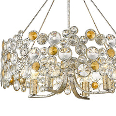 Silver Shaded Four Light Metal and Crystals Dimmable Chandelier With Silver Shades - Homeroots