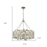 Silver Shaded Four Light Metal and Crystals Dimmable Chandelier With Silver Shades - Homeroots - Flyclothing LLC