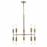 Brass Candle Style Ten Light Metal Dimmable Chandelier - Homeroots