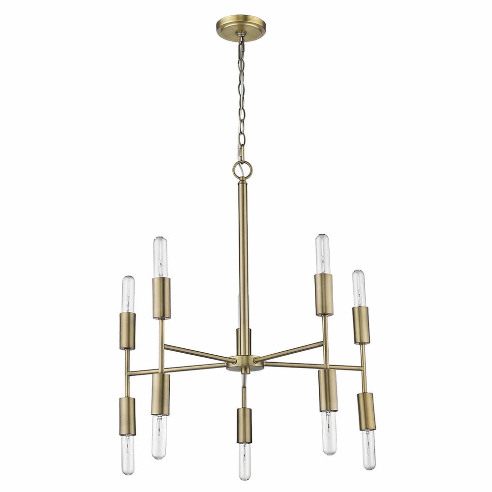 Brass Candle Style Ten Light Metal Dimmable Chandelier - Homeroots - Flyclothing LLC
