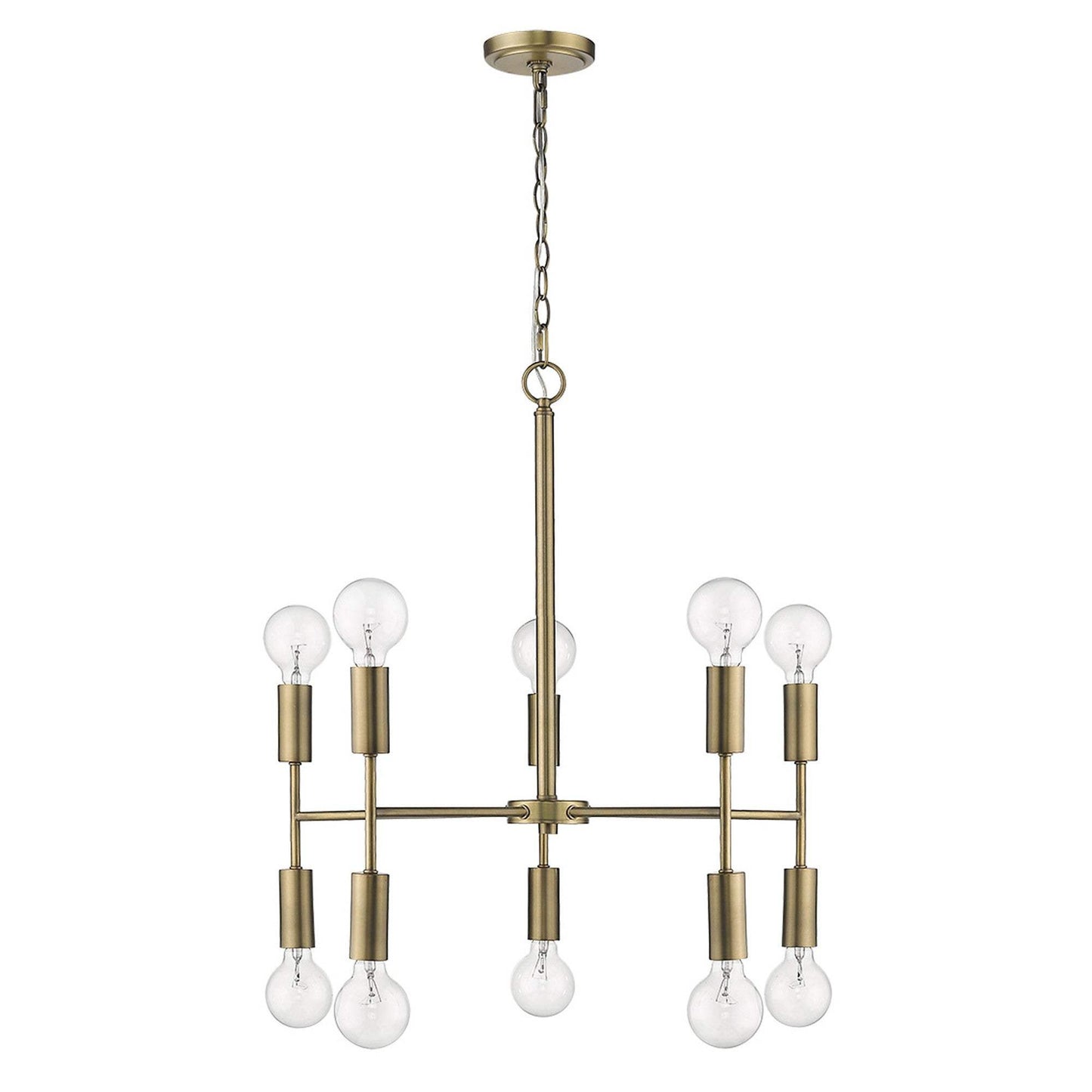 Brass Candle Style Ten Light Metal Dimmable Chandelier - Homeroots - Flyclothing LLC