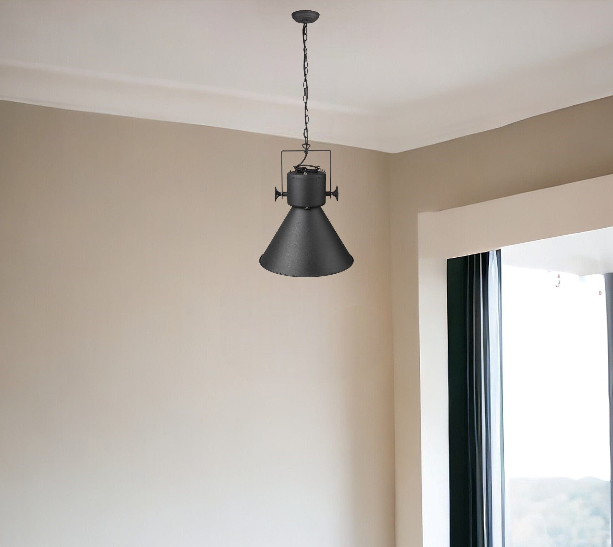 Crew 1-Light Matte Black Pendant - Homeroots