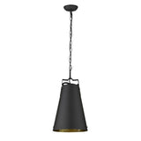 Faza 1-Light Matte Black Pendant - Homeroots