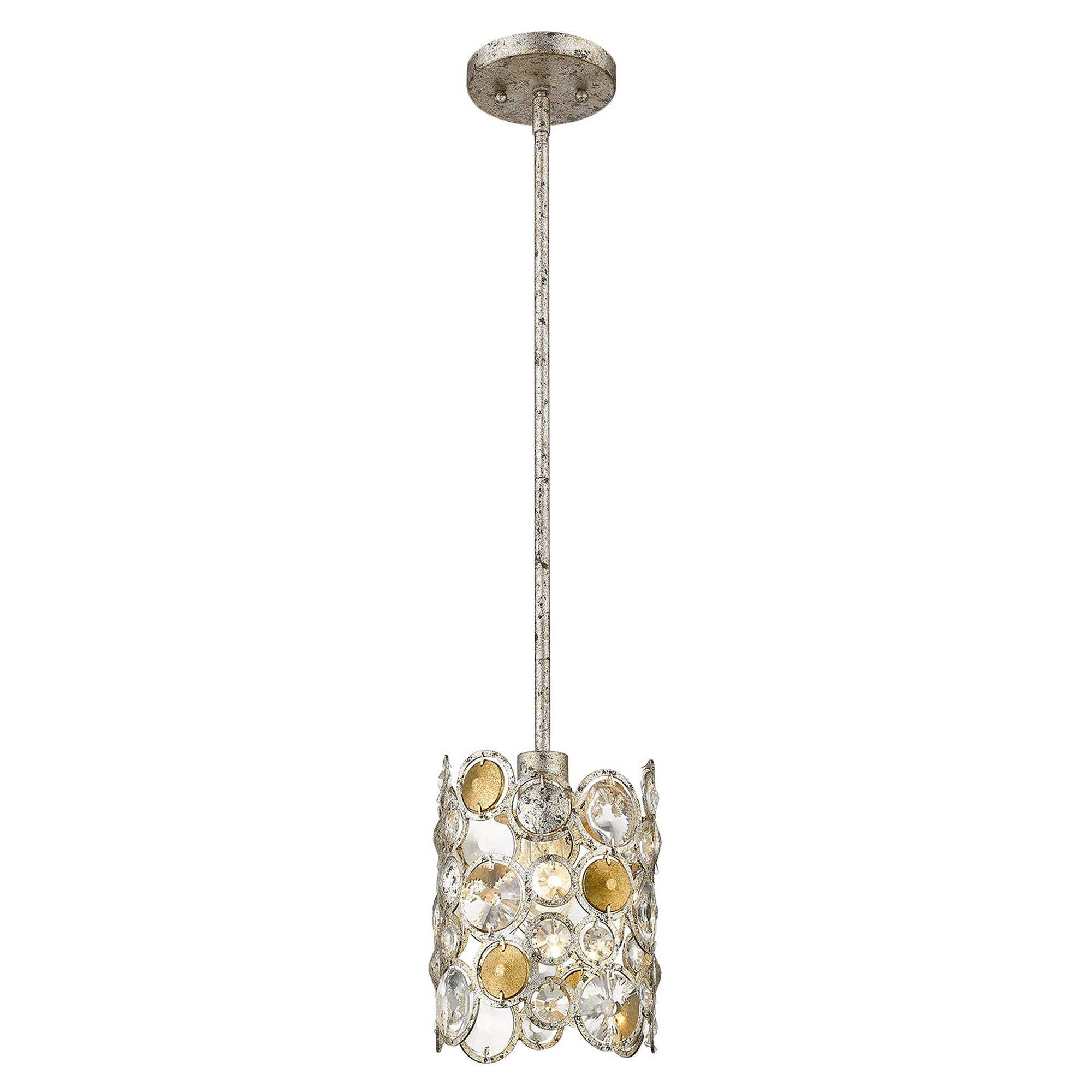 Vitozzi 1-Light Antique Silver Leaf Pendant - Homeroots - Flyclothing LLC