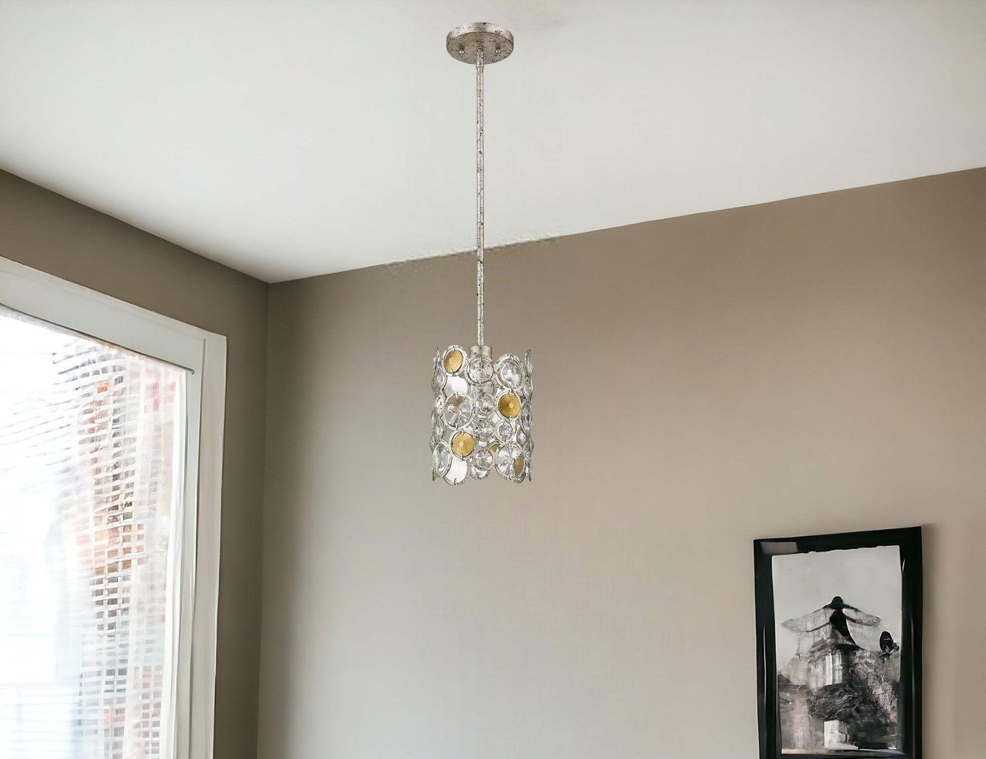 Vitozzi 1-Light Antique Silver Leaf Pendant - Homeroots - Flyclothing LLC