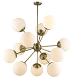 Brass Sputnik Twelve Light Frosted Metal Dimmable Chandelier With White Shades - Homeroots