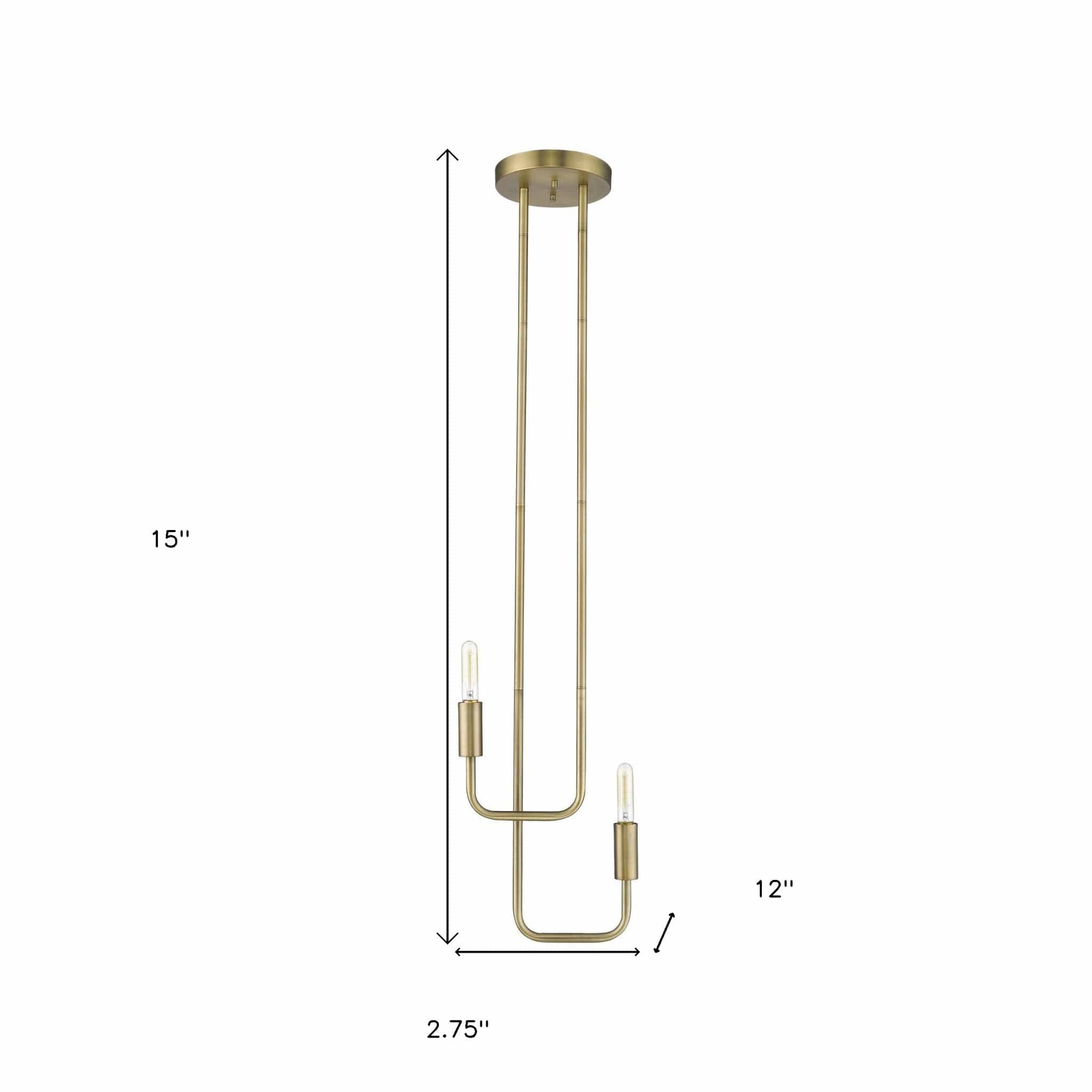 Perret 2-Light Aged Brass Pendant - Homeroots