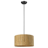 Matte Black Cork Shade Modern One Light Hanging Pendent Lamp - Homeroots