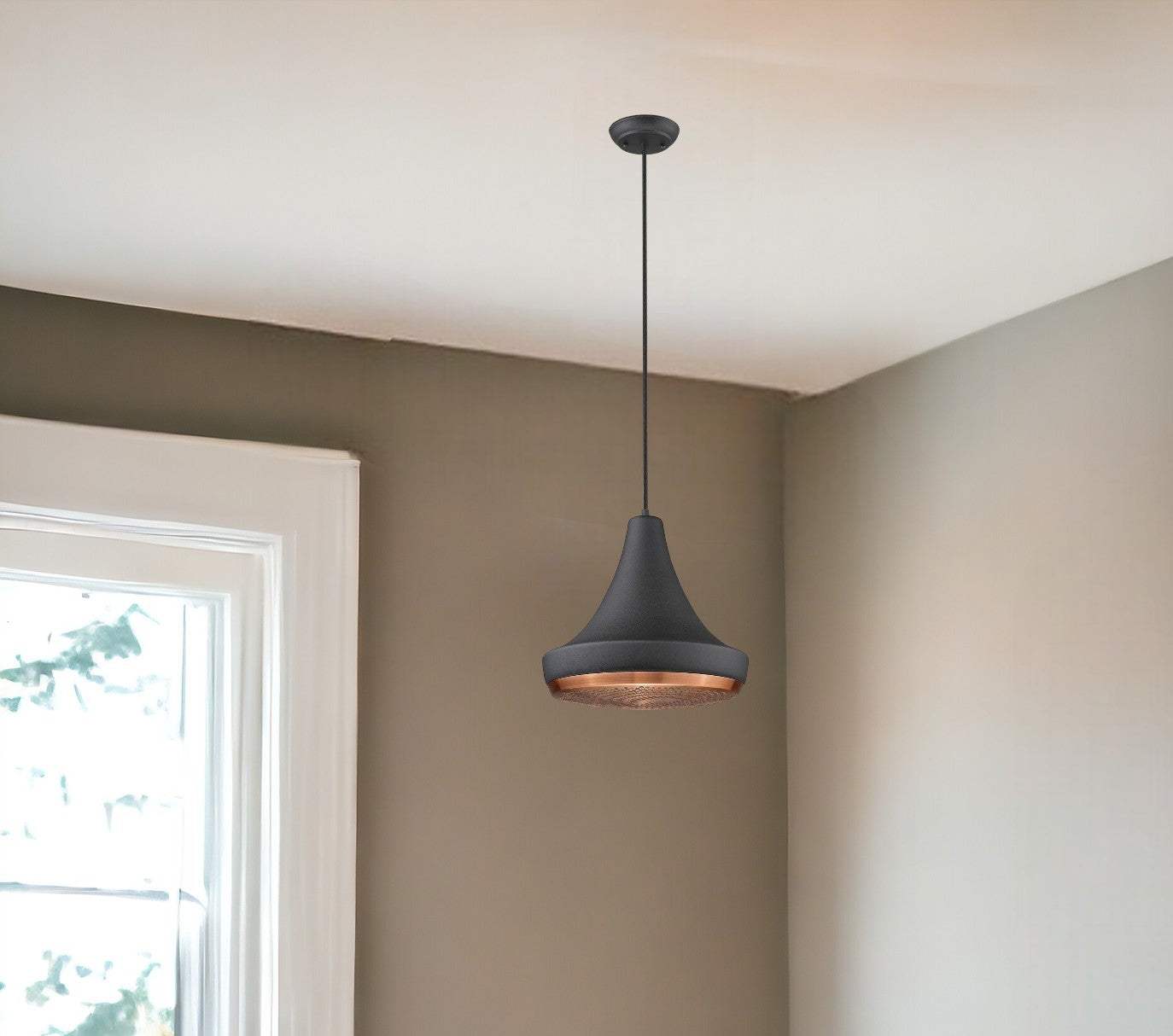 Tholos 1-Light Matte Black Pendant - Homeroots - Flyclothing LLC