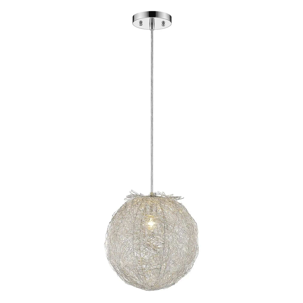 Contemporary Silver Globe Pendant Hanging Light - Homeroots - Flyclothing LLC
