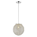 Contemporary Silver Globe Pendant Hanging Light - Homeroots