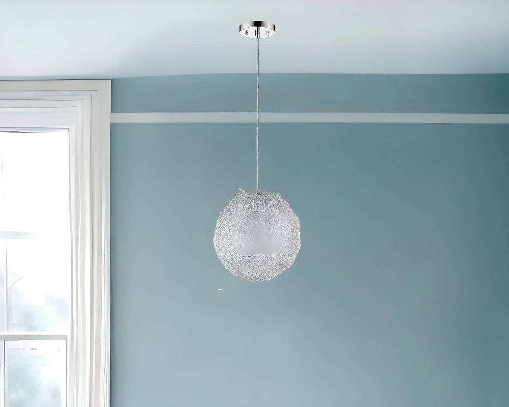 Contemporary Silver Globe Pendant Hanging Light - Homeroots - Flyclothing LLC