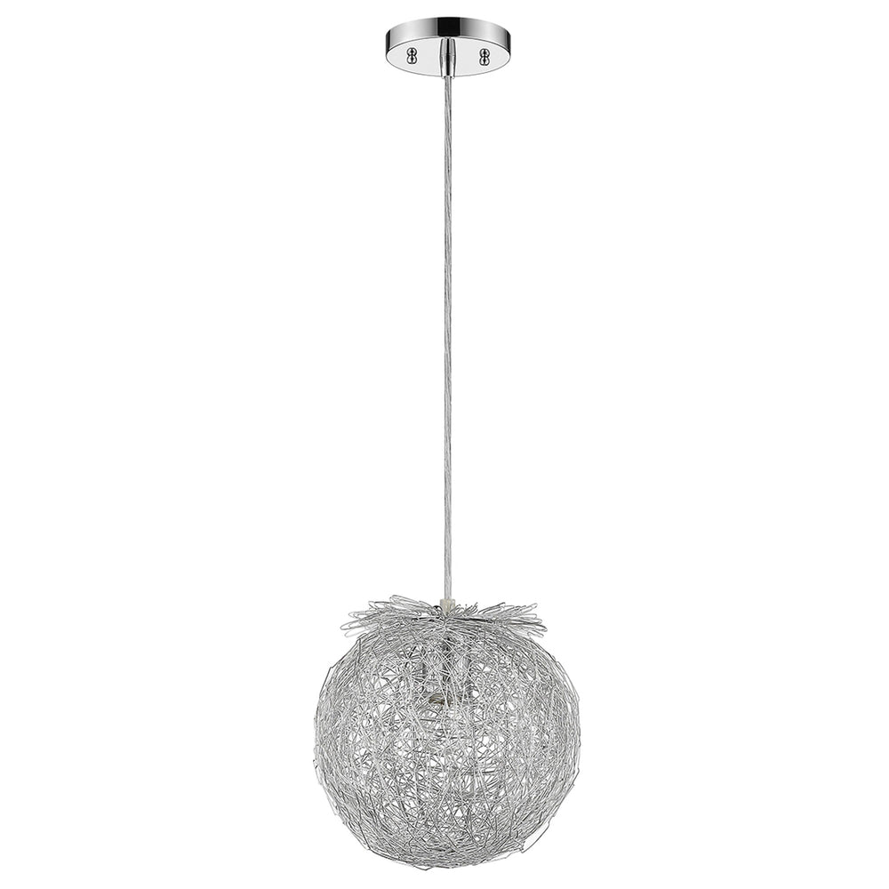 Distratto 1-Light Polished Chrome Pendant Enmeshed Aluminum Wire Shade (12") - Homeroots