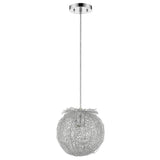 Distratto 1-Light Polished Chrome Pendant Enmeshed Aluminum Wire Shade (12") - Homeroots