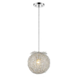 Distratto 1-Light Polished Chrome Pendant Enmeshed Aluminum Wire Shade (12") - Homeroots