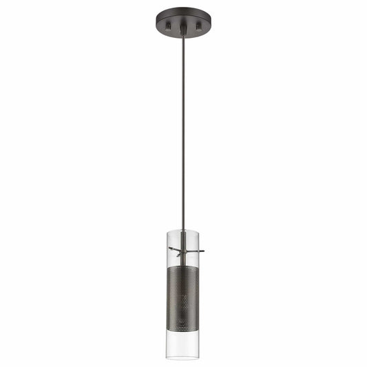 Glass and Bronze Mesh Shade Hanging Light - Homeroots
