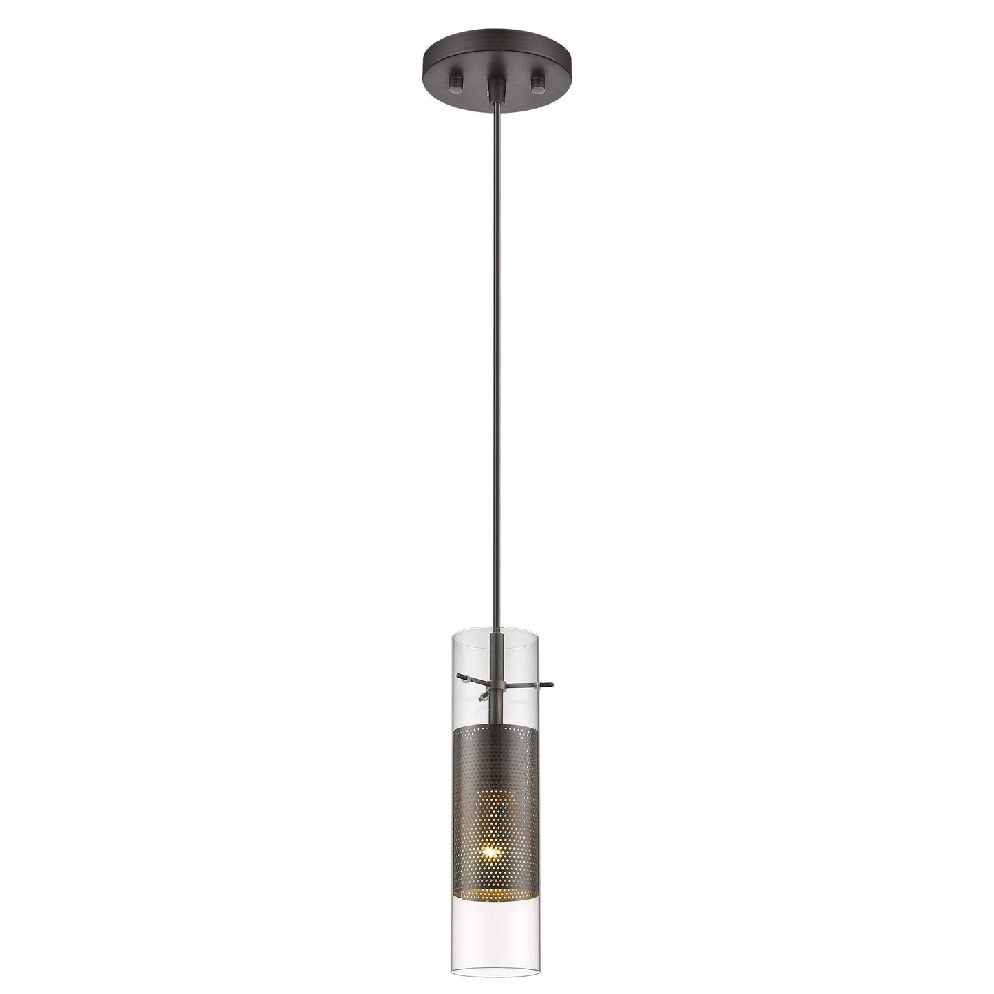 Glass and Bronze Mesh Shade Hanging Light - Homeroots - Flyclothing LLC
