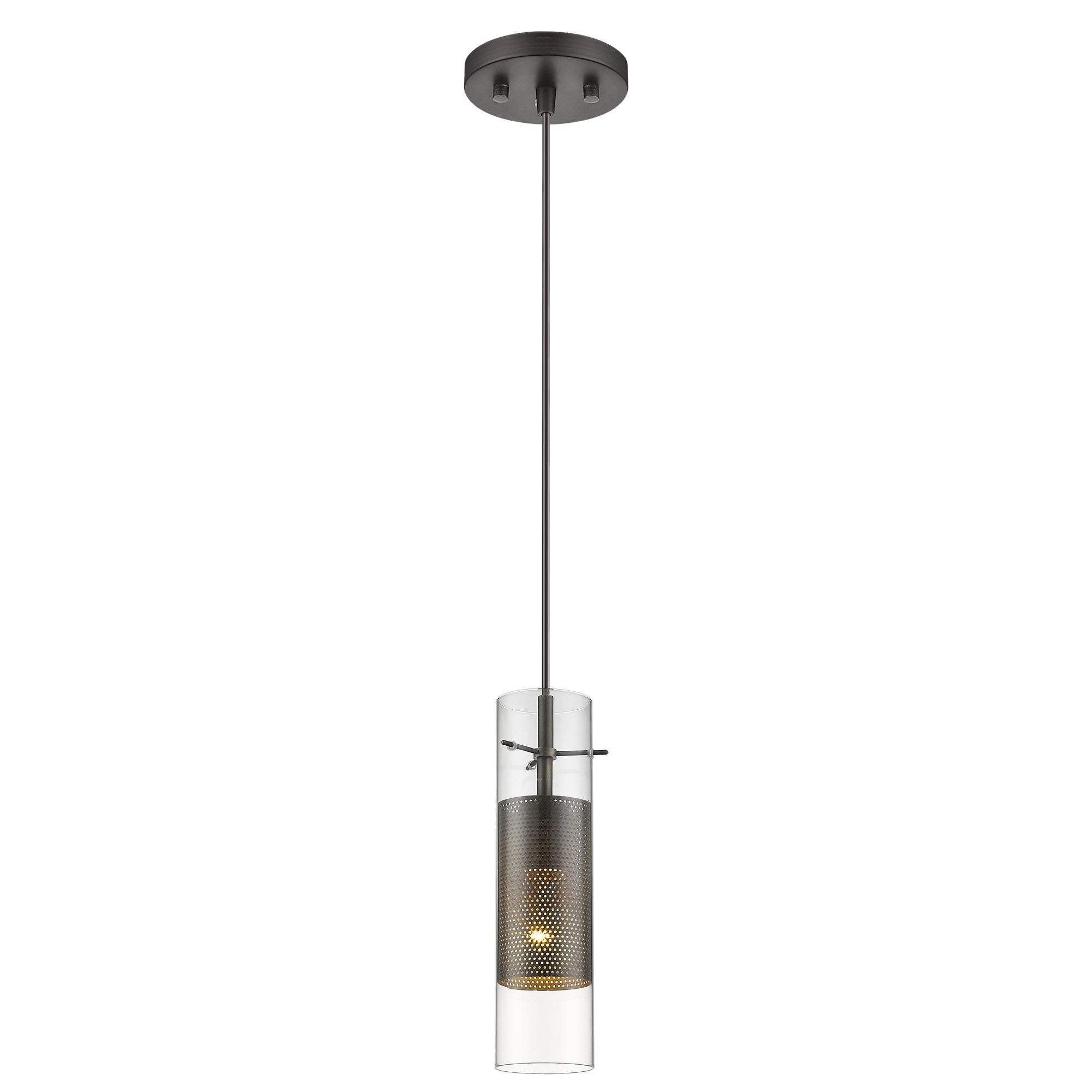 Glass and Bronze Mesh Shade Hanging Light - Homeroots - Flyclothing LLC