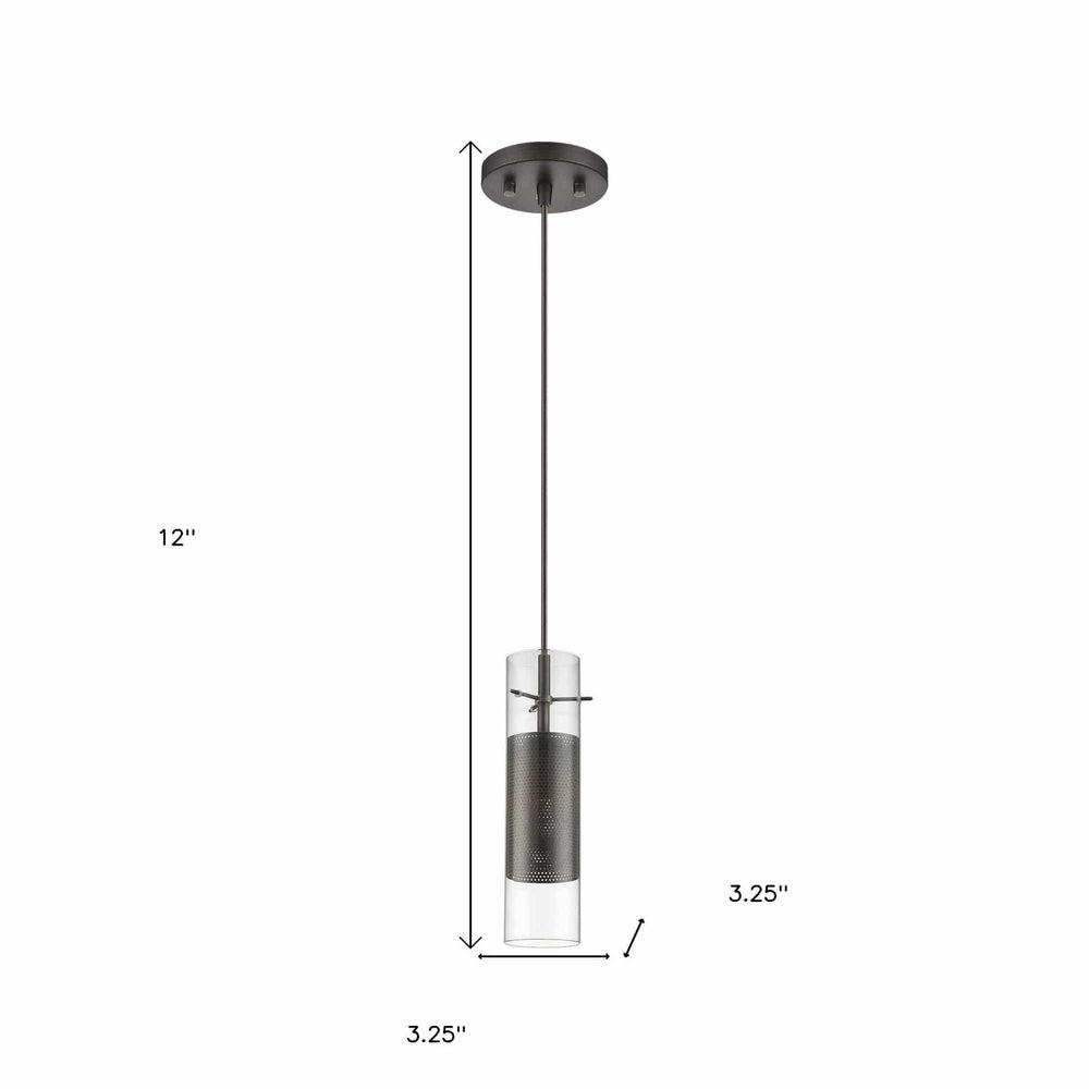 Glass and Bronze Mesh Shade Hanging Light - Homeroots - Flyclothing LLC