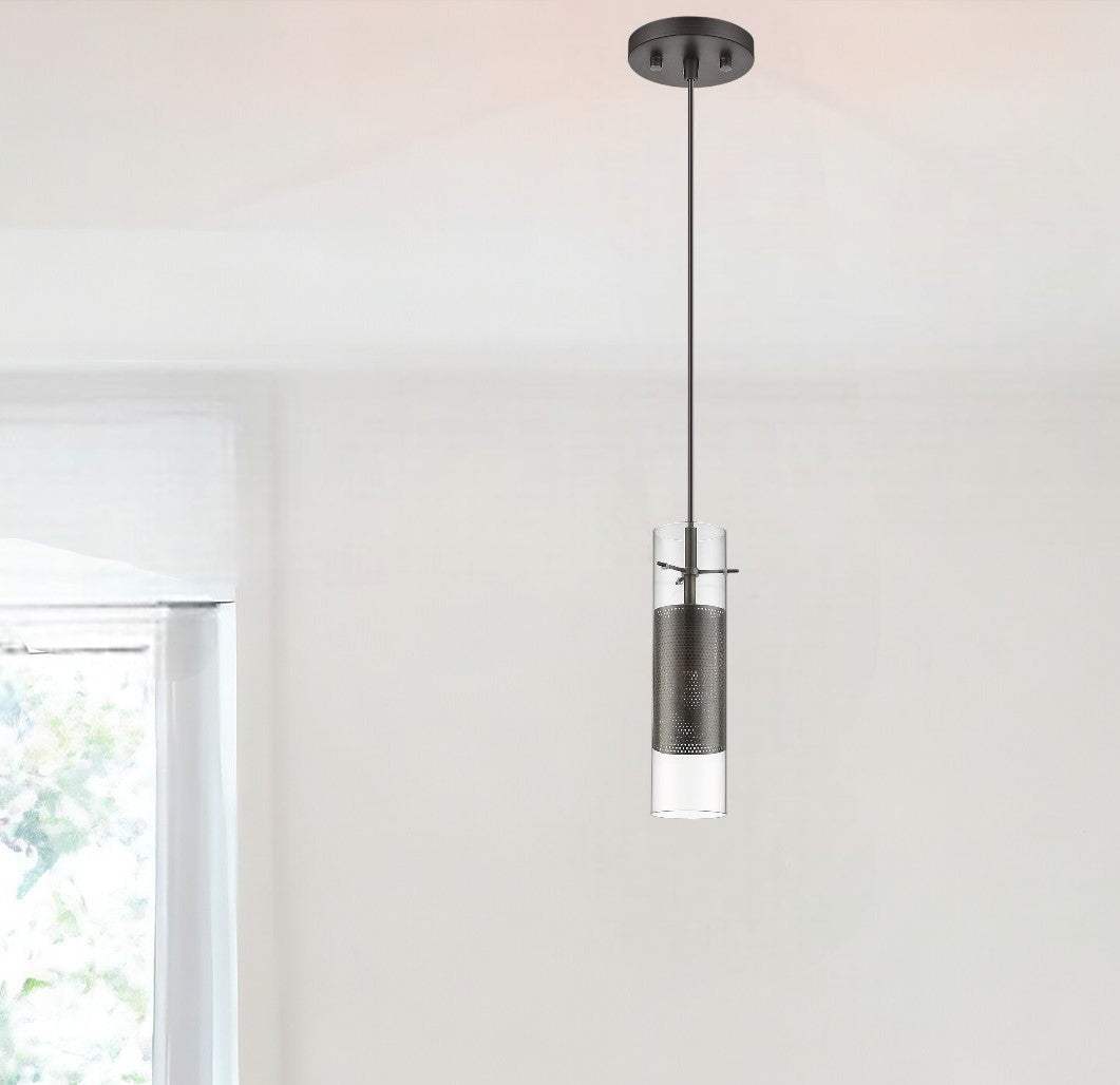 Glass and Bronze Mesh Shade Hanging Light - Homeroots - Flyclothing LLC