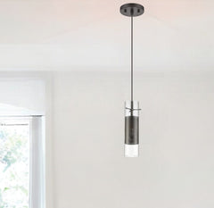 Glass and Bronze Mesh Shade Hanging Light - Homeroots