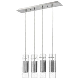 Scope 4-Light Brushed Nickel Pendant Double Glass and Mesh Shades - Homeroots