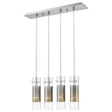 Scope 4-Light Brushed Nickel Pendant Double Glass and Mesh Shades - Homeroots