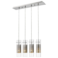Scope 4-Light Brushed Nickel Pendant Double Glass and Mesh Shades - Homeroots
