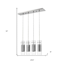 Scope 4-Light Brushed Nickel Pendant Double Glass and Mesh Shades - Homeroots