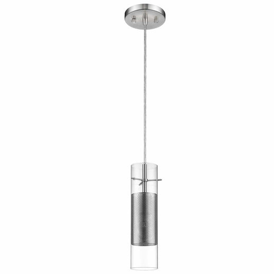Glass and Silver Mesh Shade Hanging Light - Homeroots