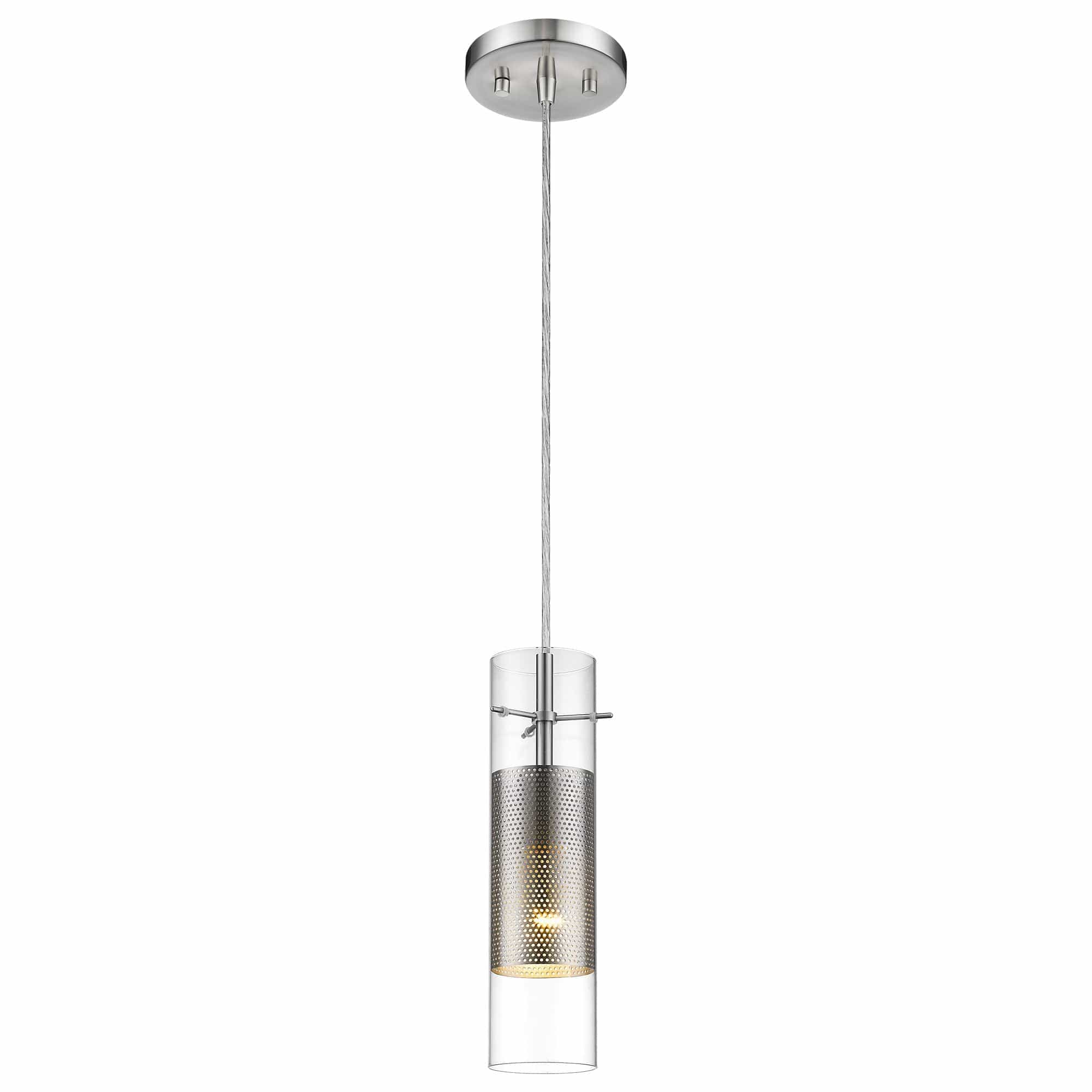 Glass and Silver Mesh Shade Hanging Light - Homeroots