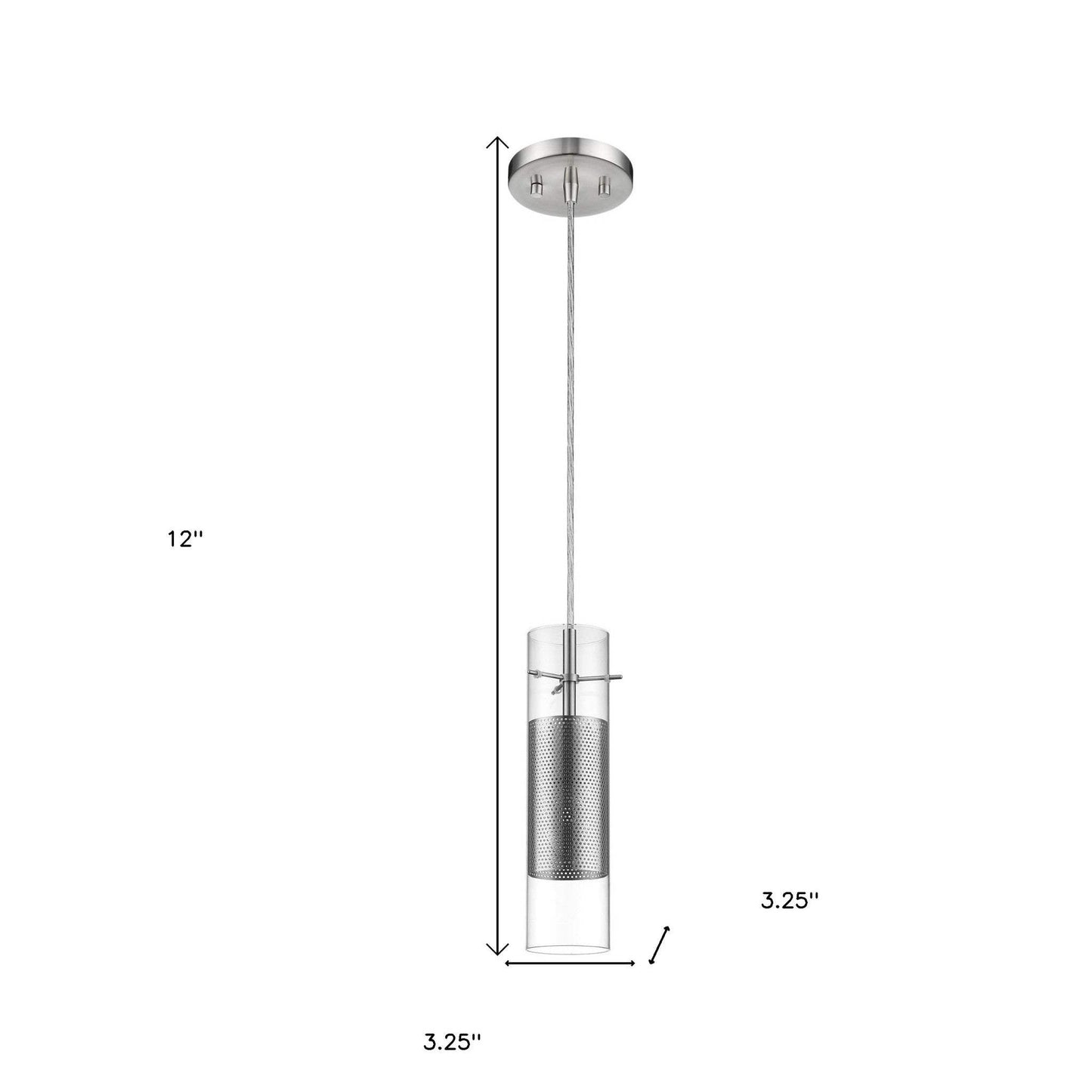 Glass and Silver Mesh Shade Hanging Light - Homeroots - Flyclothing LLC