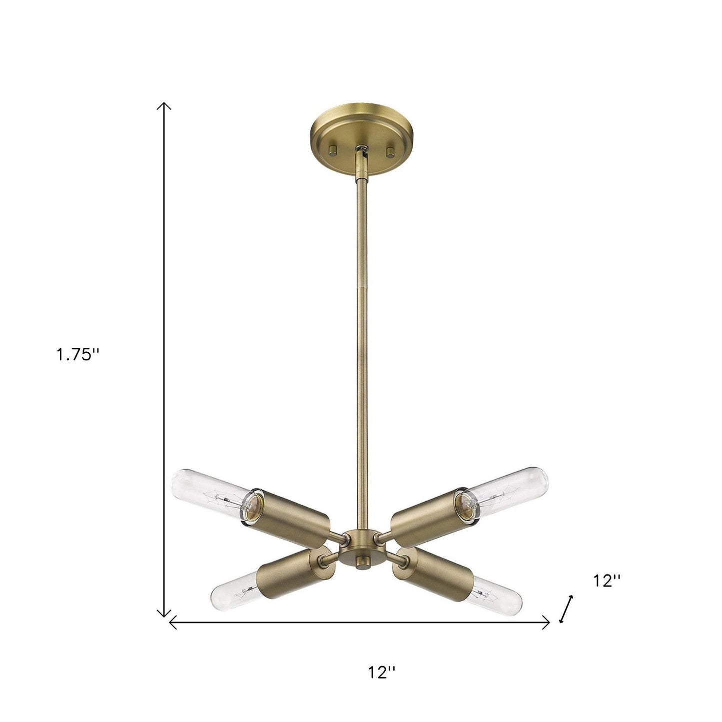 Gold Four Light Metal Dimmable Chandelier - Homeroots - Flyclothing LLC