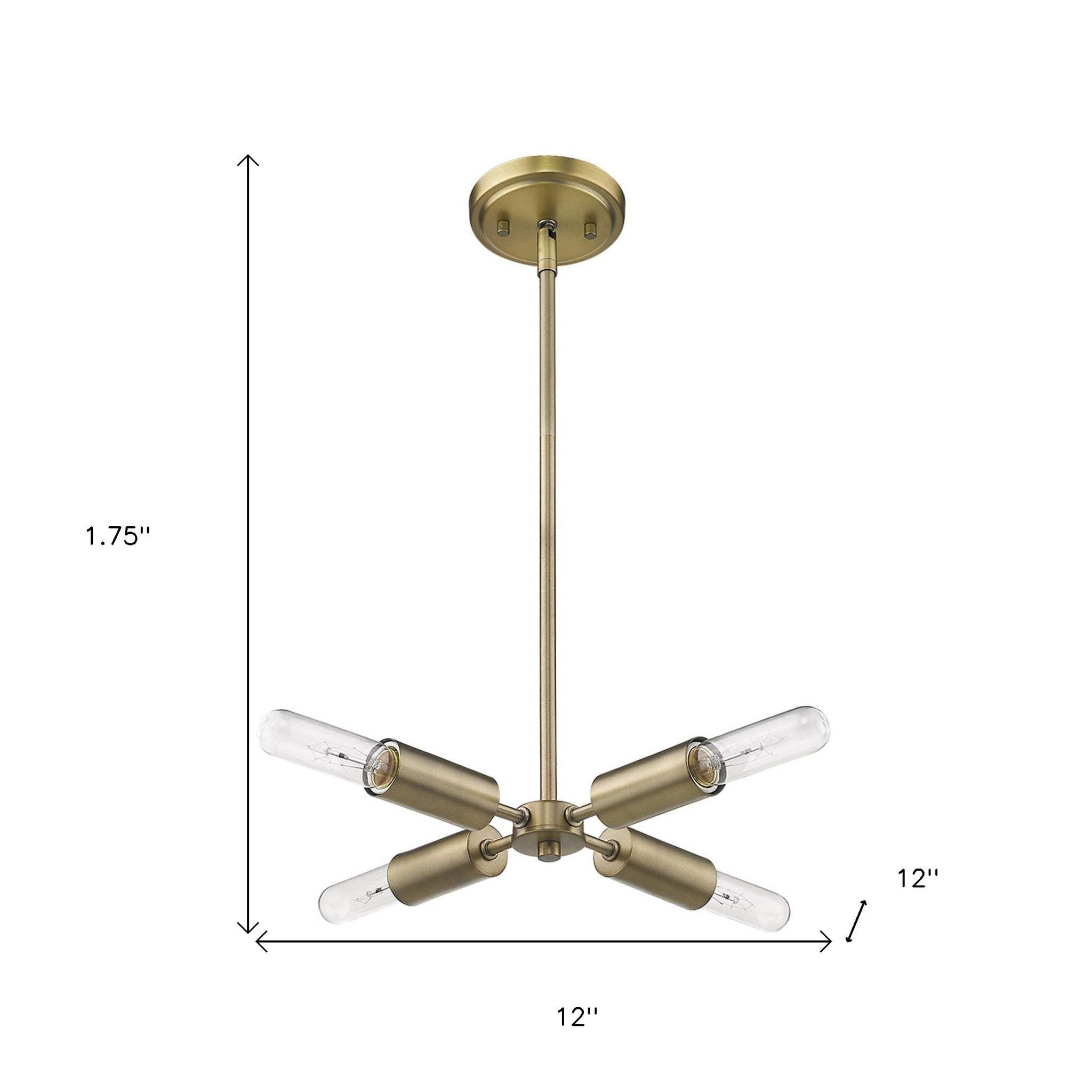 Gold Four Light Metal Dimmable Chandelier - Homeroots - Flyclothing LLC