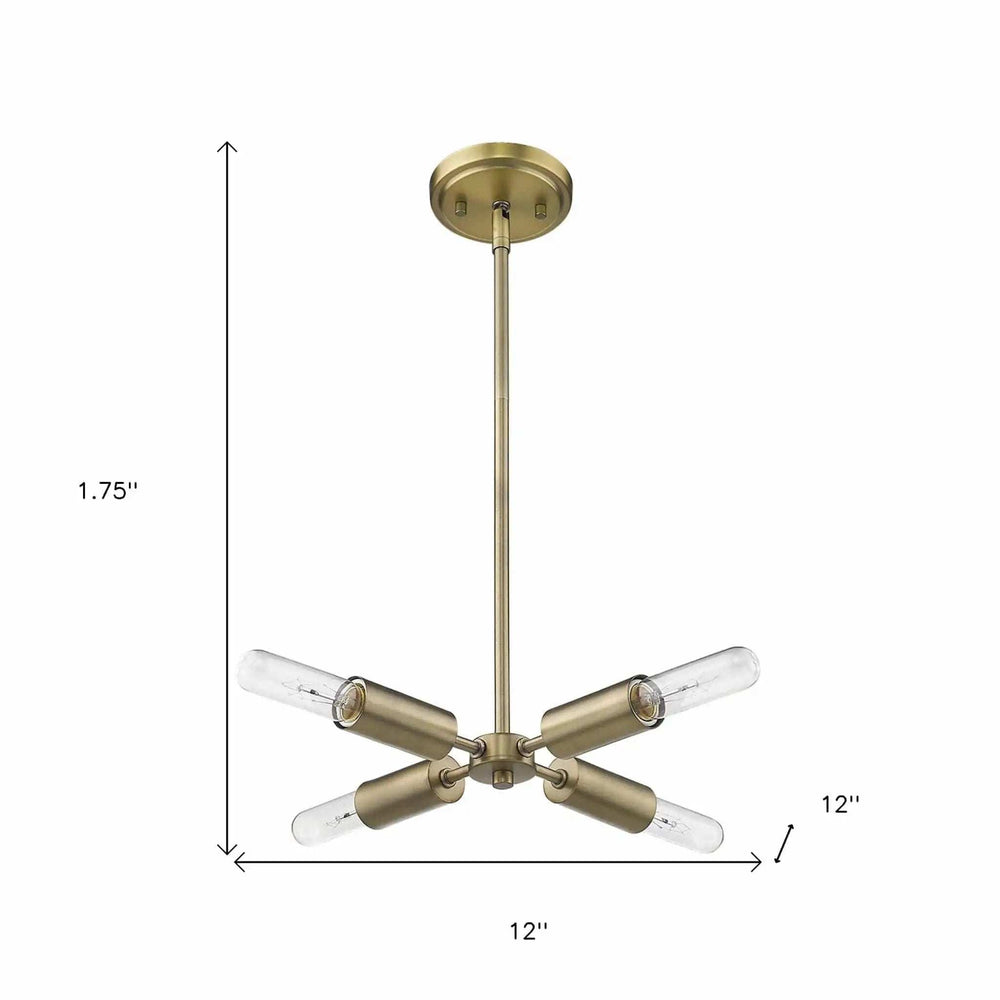Gold Four Light Metal Dimmable Chandelier - Homeroots - Flyclothing LLC