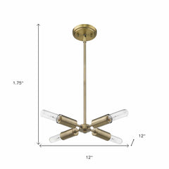 Gold Four Light Metal Dimmable Chandelier - Homeroots